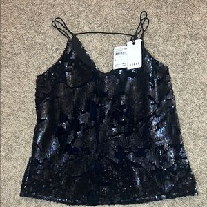 RO&DE Nordstrom Rose Navy Sequin Camisole Navy Sequin and Velvet